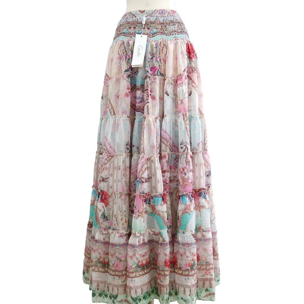 CAMILLA Carousel Sheer Tiered Circle Skirt / Strapless dress NWT - Picture 5 of 8
